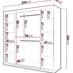 Liukuovivaatekaappi Nomla RIFLO SLIM 1 200, 200x200cm