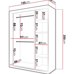 Liukuovivaatekaappi Nomla RIFLO SLIM 2 150, 150x200cm