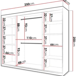 Liukuovivaatekaappi Nomla RIFLO SLIM 2 250, 250x200cm