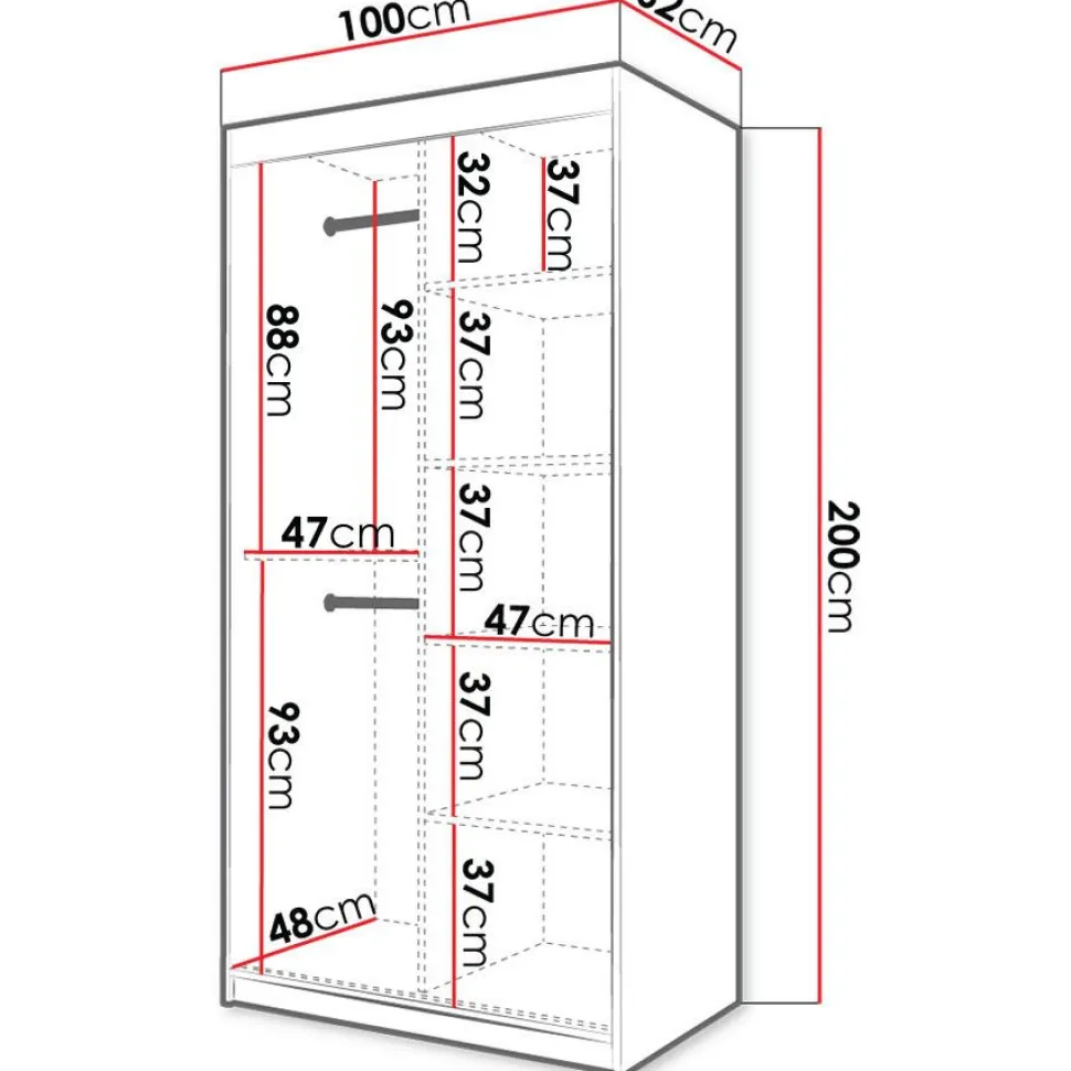 Liukuovivaatekaappi Nomla RIFLO SLIM 2 100, 100x200cm