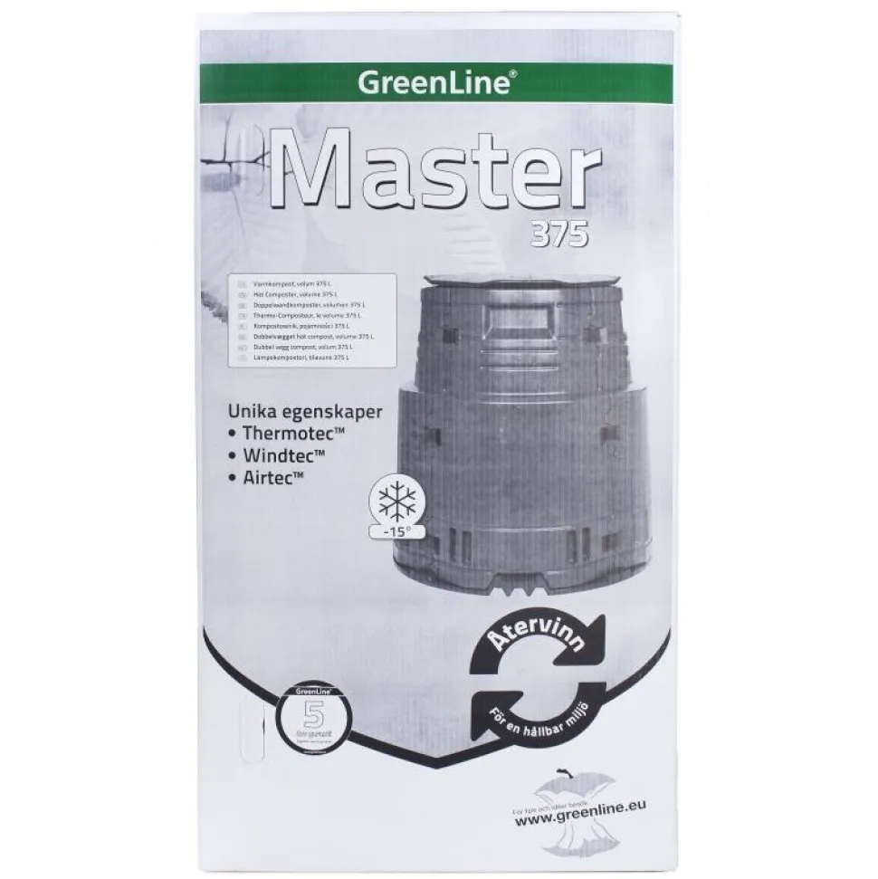 Lämminkomposti Greenline Master 375 L -15°C musta