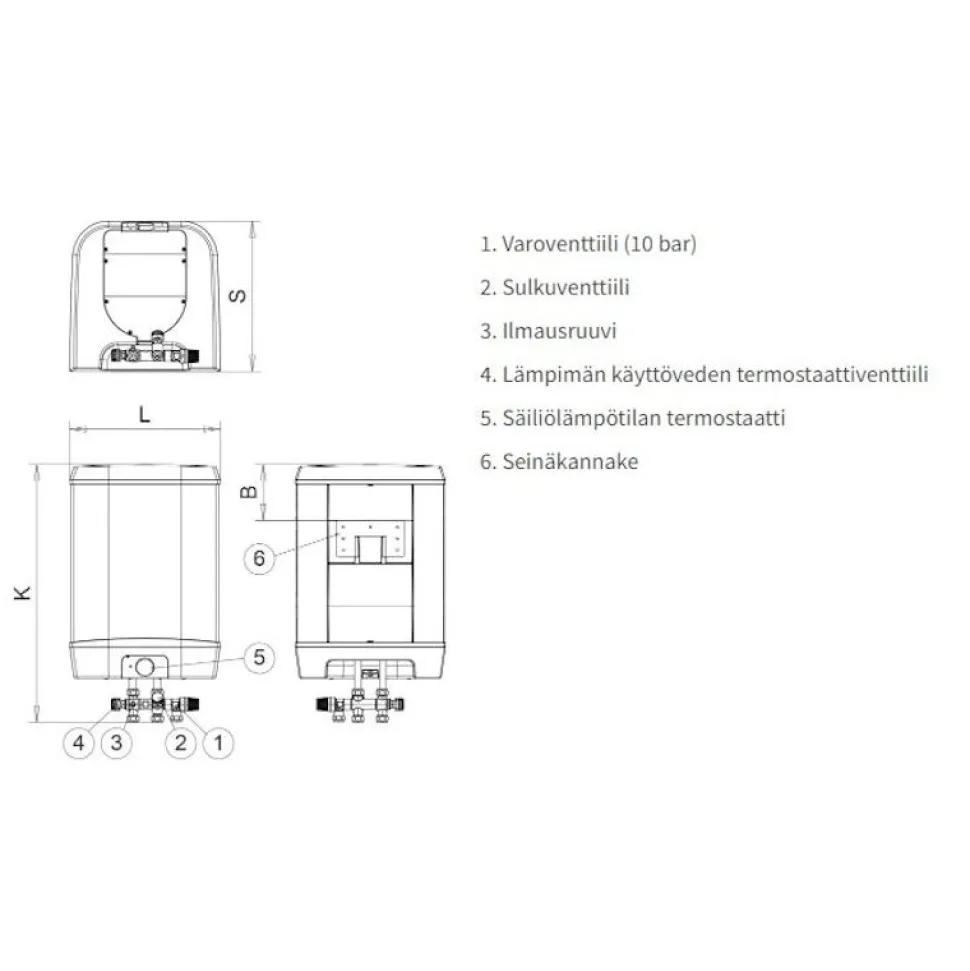 Lämminvesivaraaja Jäspi VLK 60 2 kW rst 60 l
