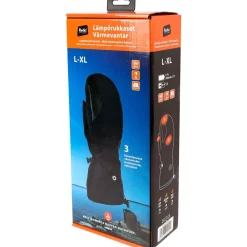 Lämmitettävät rukkaset Retki, 2x5V, 3000mAh, L/XL, musta
