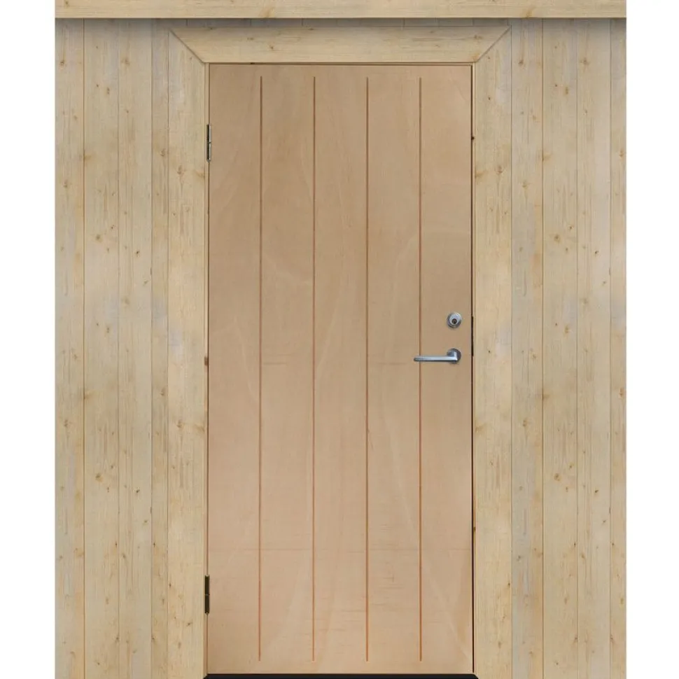 Lämpimän varaston ovi Jabo Ljusdal 90x200cm oikea, käsittelemätön urajyrsitty vaneri