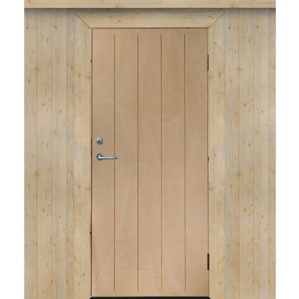 Lämpimän varaston ovi Jabo Ljusdal 90x200cm vasen, käsittelemätön urajyrsitty vaneri