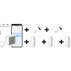 Lämpö- ja kosteusanturipaketti Celotron Tuya Smart WiFi, CETZ052 + 2kpl CETZ082 + 3kpl CETH092 anturit