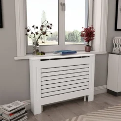 Lämpöpatterin suojat 2 kpl valkoinen 112x19x81,5 cm mdf