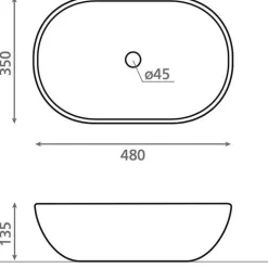 Malja-allas Bathco Arequipa 480x350mm valkoinen