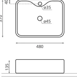 Malja-allas Bathco Cusco 480x370mm valkoinen