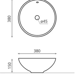 Malja-allas Bathco Ica Ø380mm kiiltävä valkoinen