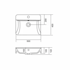 Malja-allas Grip Octavia 500x400mm valumarmori valkoinen