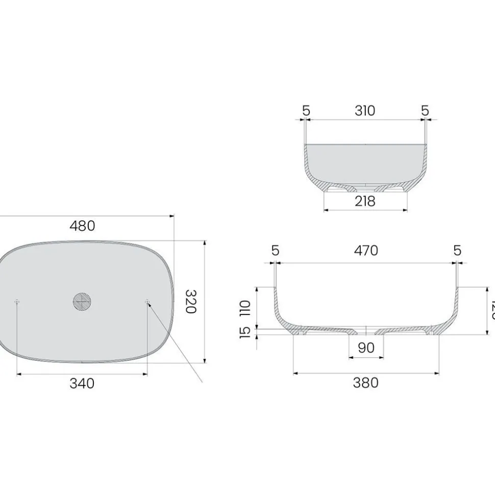 Malja-allas Savo Kaita 480x320mm komposiitti valkoinen