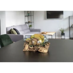 Maljakko puujalustalla House Nordic San Marino Waterdrop, 20cm, tiikki/lasi
