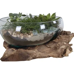 Maljakko puujalustalla House Nordic San Marino Waterdrop, 20cm, tiikki/lasi