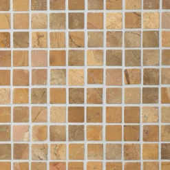 Marmorimosaiikki Qualitystone Square Mustard, verkolla, 30 x 30 mm