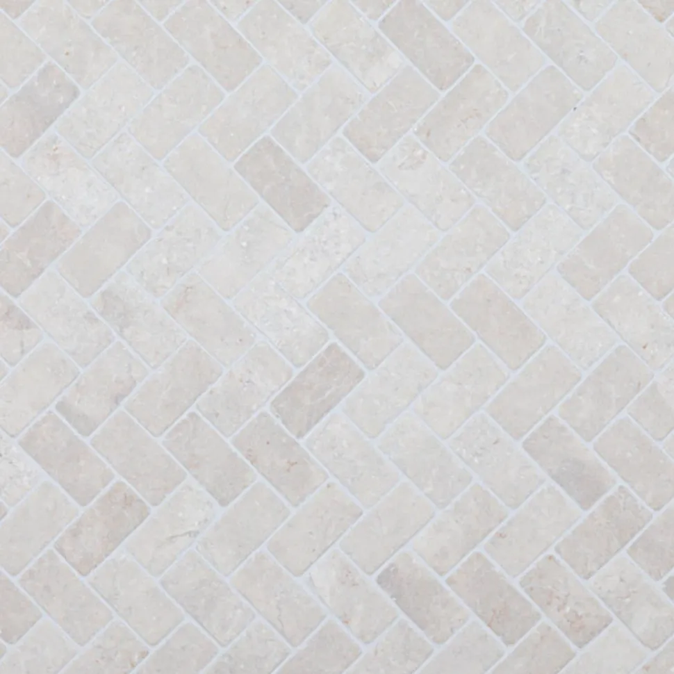 Marmorimosaiikki Qualitystone Herringbone White, 30 x 60 mm