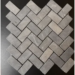 Marmorimosaiikki Qualitystone Herringbone Gray, 30 x 60 mm