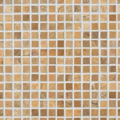 Marmorimosaiikki Qualitystone Square Mustard, verkolla, 20 x 20 mm