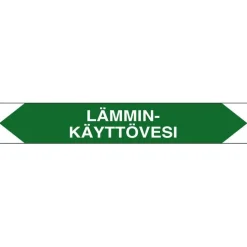 Merkintätarra/putkistotarra "Lämminkäytövesi", 16x2.5cm, 5kpl