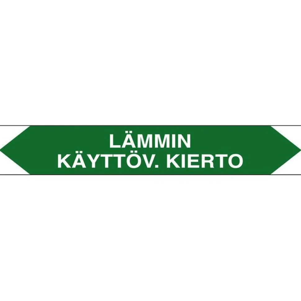 Merkintätarra/putkistotarra "Lämmin käyttäv. kierto", 16x2.5cm, 5kpl