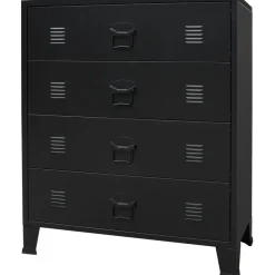 Metallinen lipasto teollinen tyyli 78x40x93 cm musta