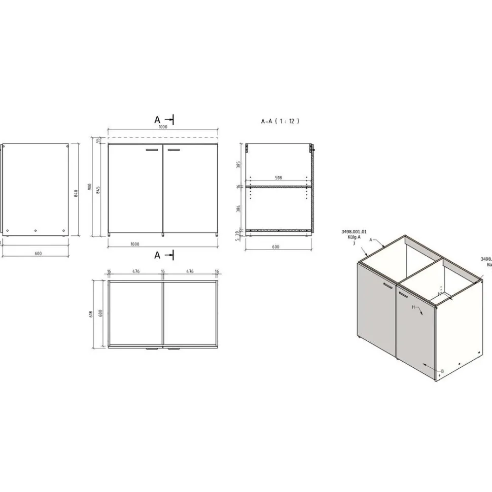 Minikeittiö MCERAMIC, leveys 100cm, keraamisella liedellä