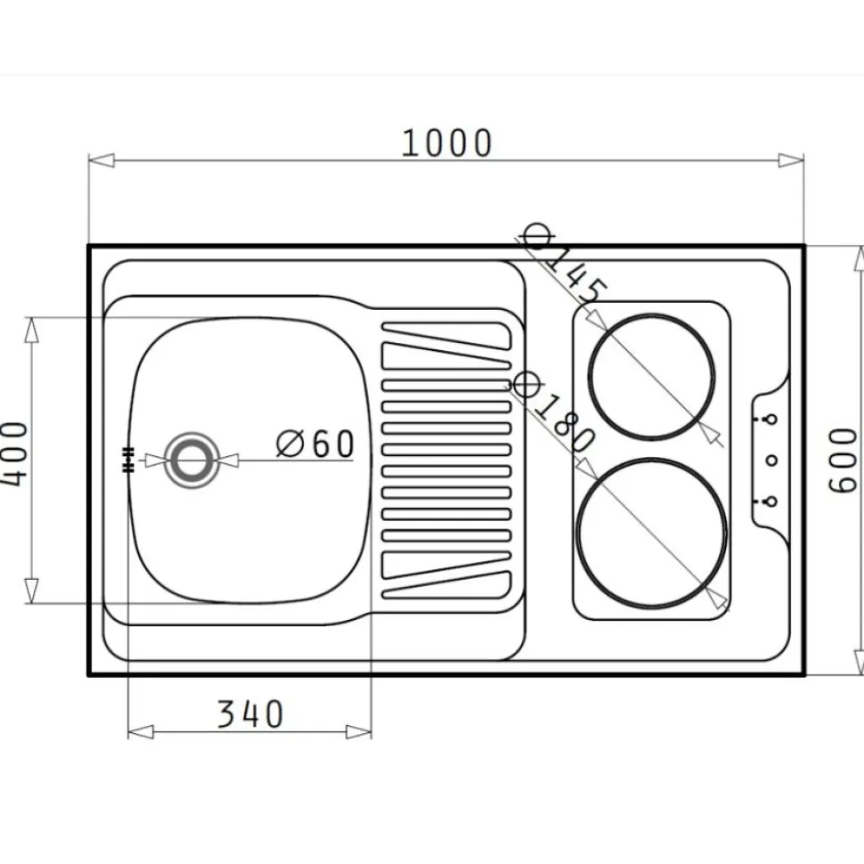 Minikeittiö MKZT-100, leveys 100cm, sähkökäyttöinen
