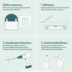 Mittatilauspeili Suomen Lasitehdas, puolikaari