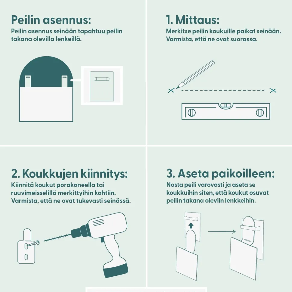 Mittatilauspeili Suomen Lasitehdas, puolikaari
