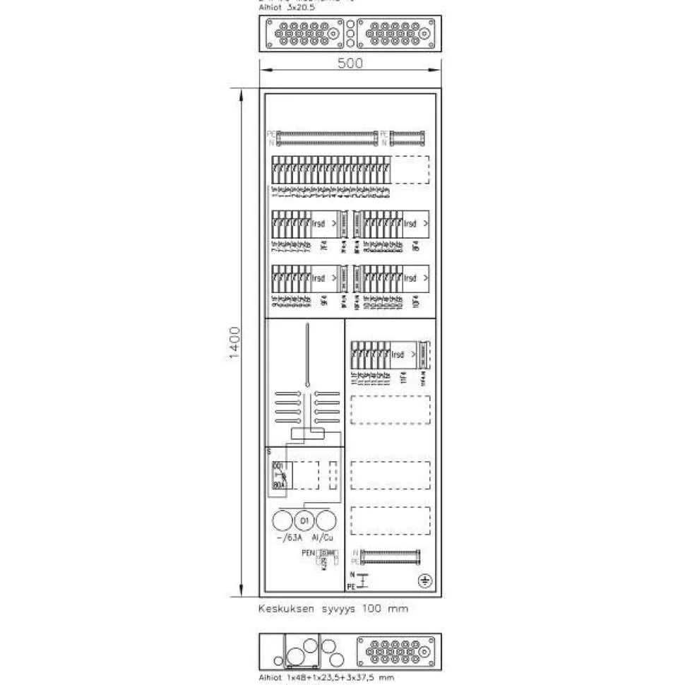 Mittauskeskus uppo/pinta FE UTU Boxer 3848P63 V 50A IP30 FE