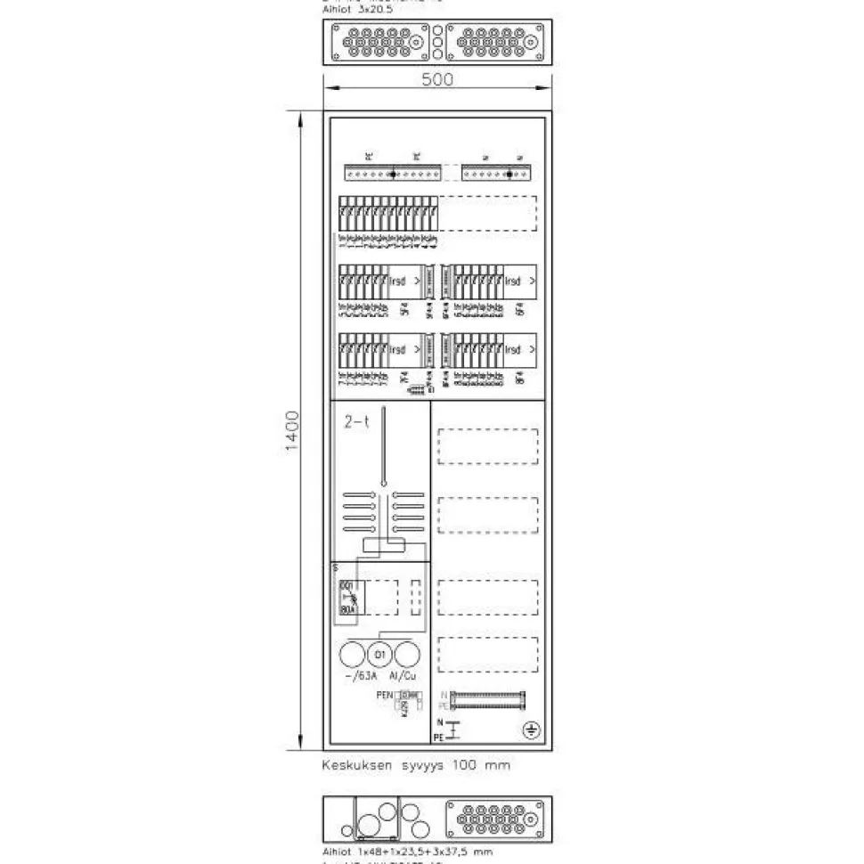 Mittauskeskus uppo/pinta FE UTU Boxer 3836J2T 2T V 50A IP30 FE