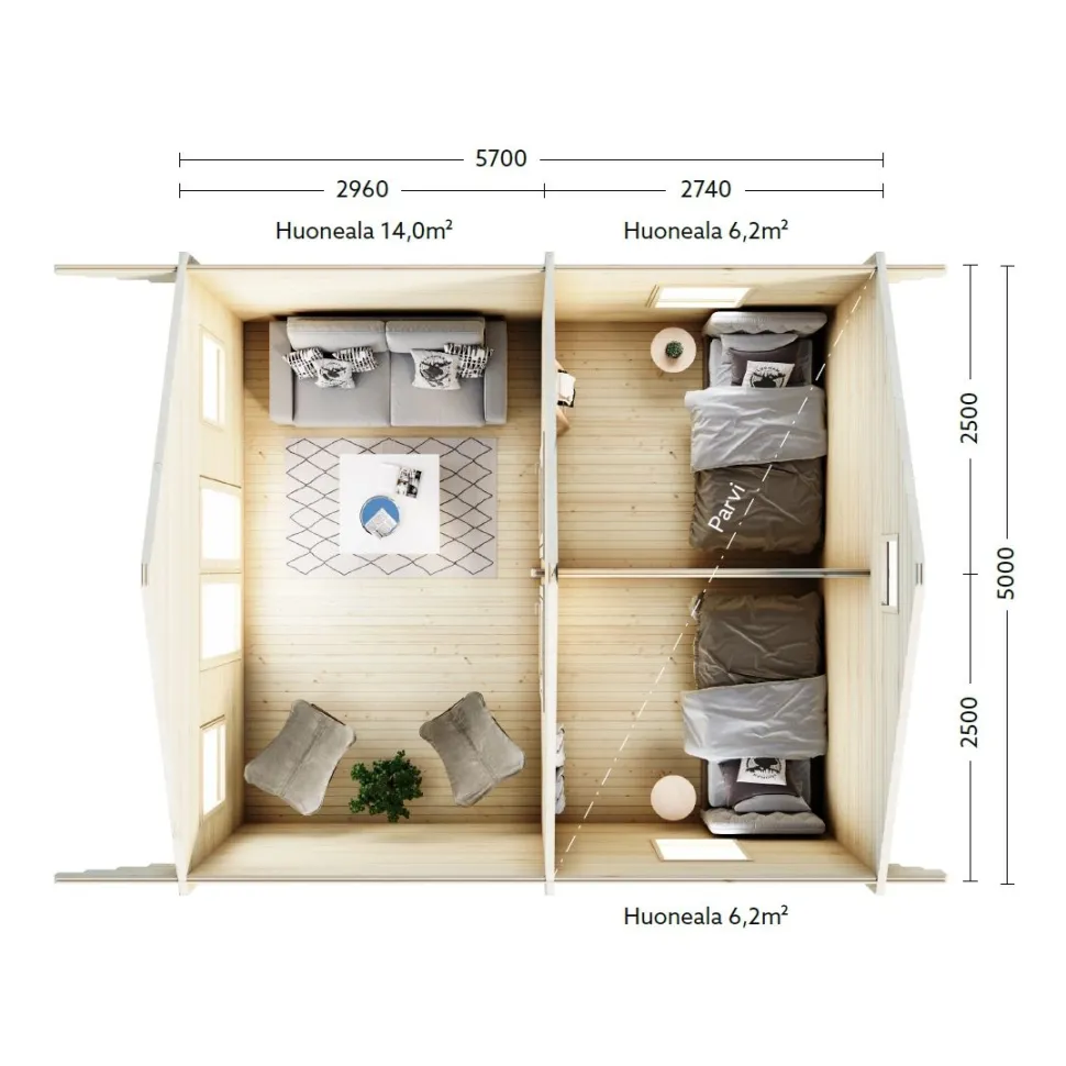 Mökki Luoman Lillevilla 220-3 Koitere 28,5 m² sis.parven