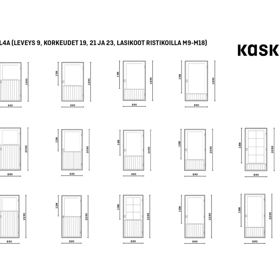 Mökkiovi Kaskipuu ML4A M12 mittatilausovi ilman ristikkoa