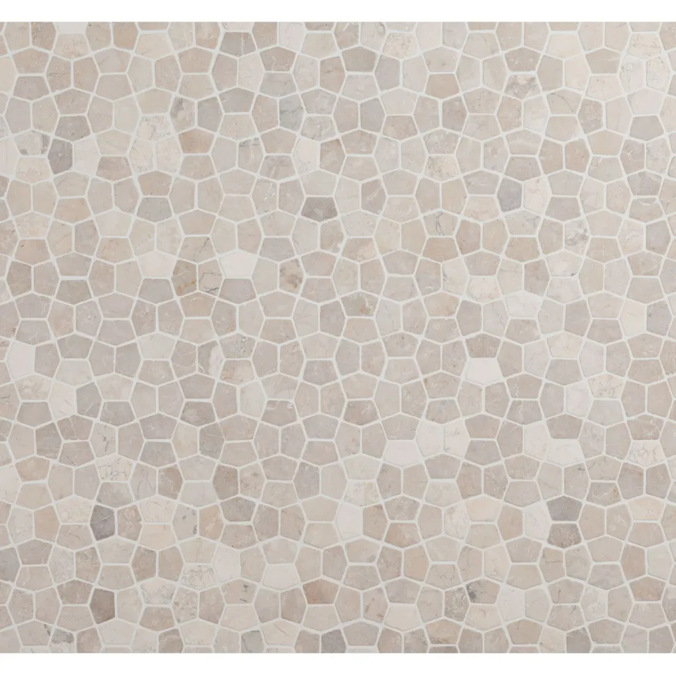 Mosaiikkilaatta Qualitystone Pentagon Mini White, 30x50mm