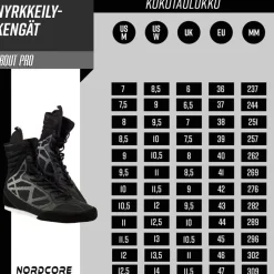Nyrkkeilykengät Nordcore Bout Pro Core, musta, eri kokoja