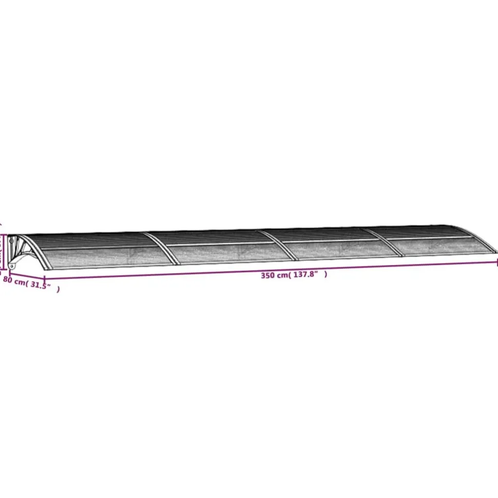 Ovikatos ja läpinäkyvä 350x80 cm polykarbonaatti musta