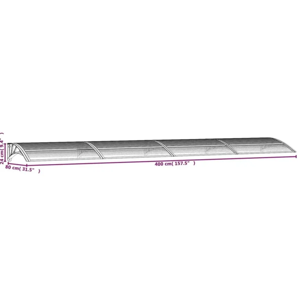 Ovikatos ja läpinäkyvä 400x80 cm polykarbonaatti musta