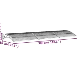 Ovikatos ja läpinäkyvä 300x80 cm polykarbonaatti musta