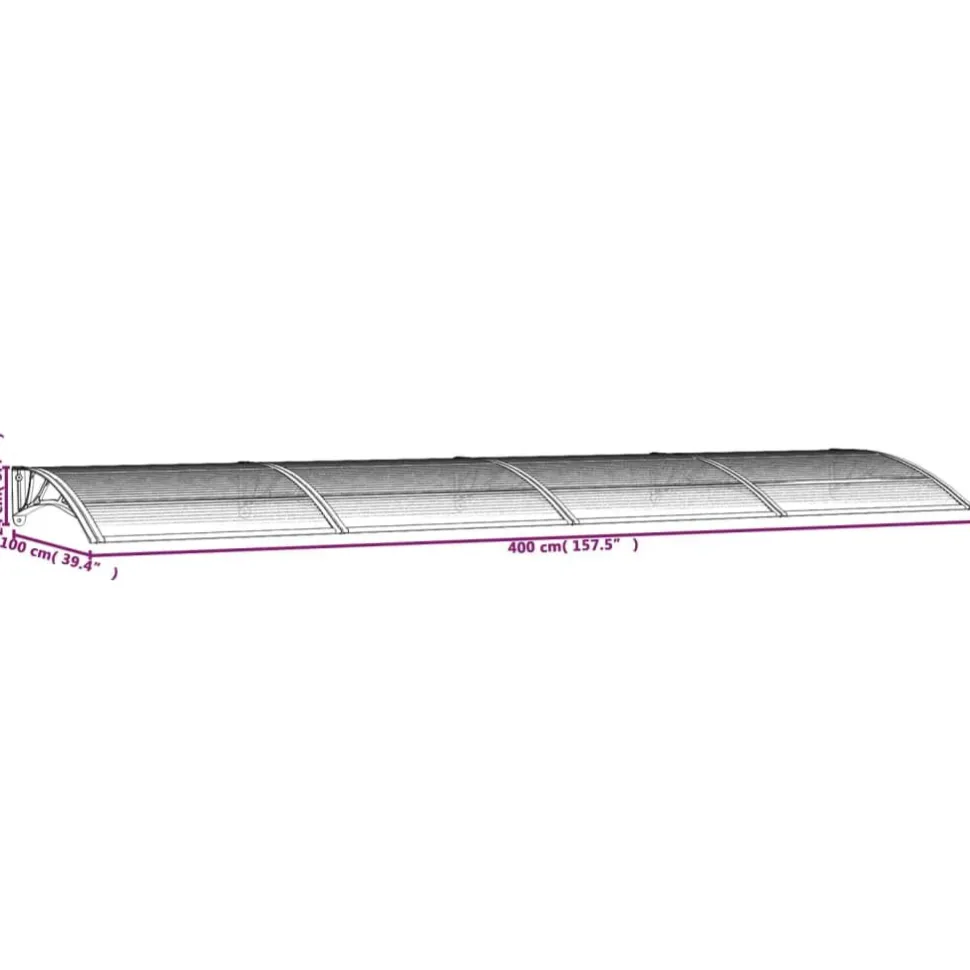 Ovikatos 400x100 cm polykarbonaatti harmaa