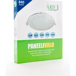 Paneelivalaisin LED Energie Slim Ø170mm 12W 840lm 3500K uppoasennettava sis. liitäntälaiteen valkoinen