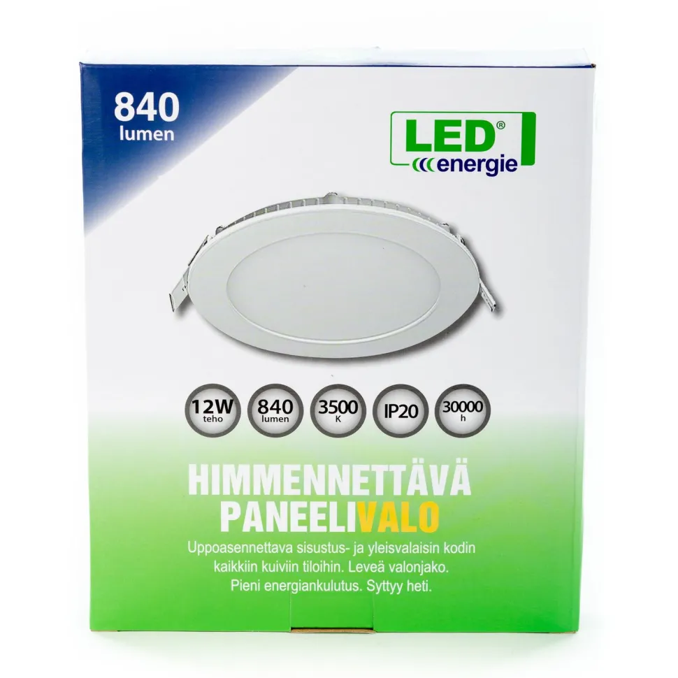 Paneelivalaisin LED Energie Slim pyöreä 3500K uppoasennettava himmennettävä valkoinen