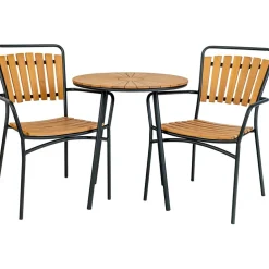 Parvekepöytä House Nordic Cleveland, ø70cm, tiikki, ruskea/musta