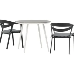 Parvekeryhmä Venture Home, ø90cm, harmaa/valkoinen Break-pöytä + 2 musta/harmaata Slit-tuolia