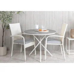 Parvekeryhmä Venture Home, ø90cm harmaa-valkoinen Parma-pöytä + 2 harmaata Anna-tuolia