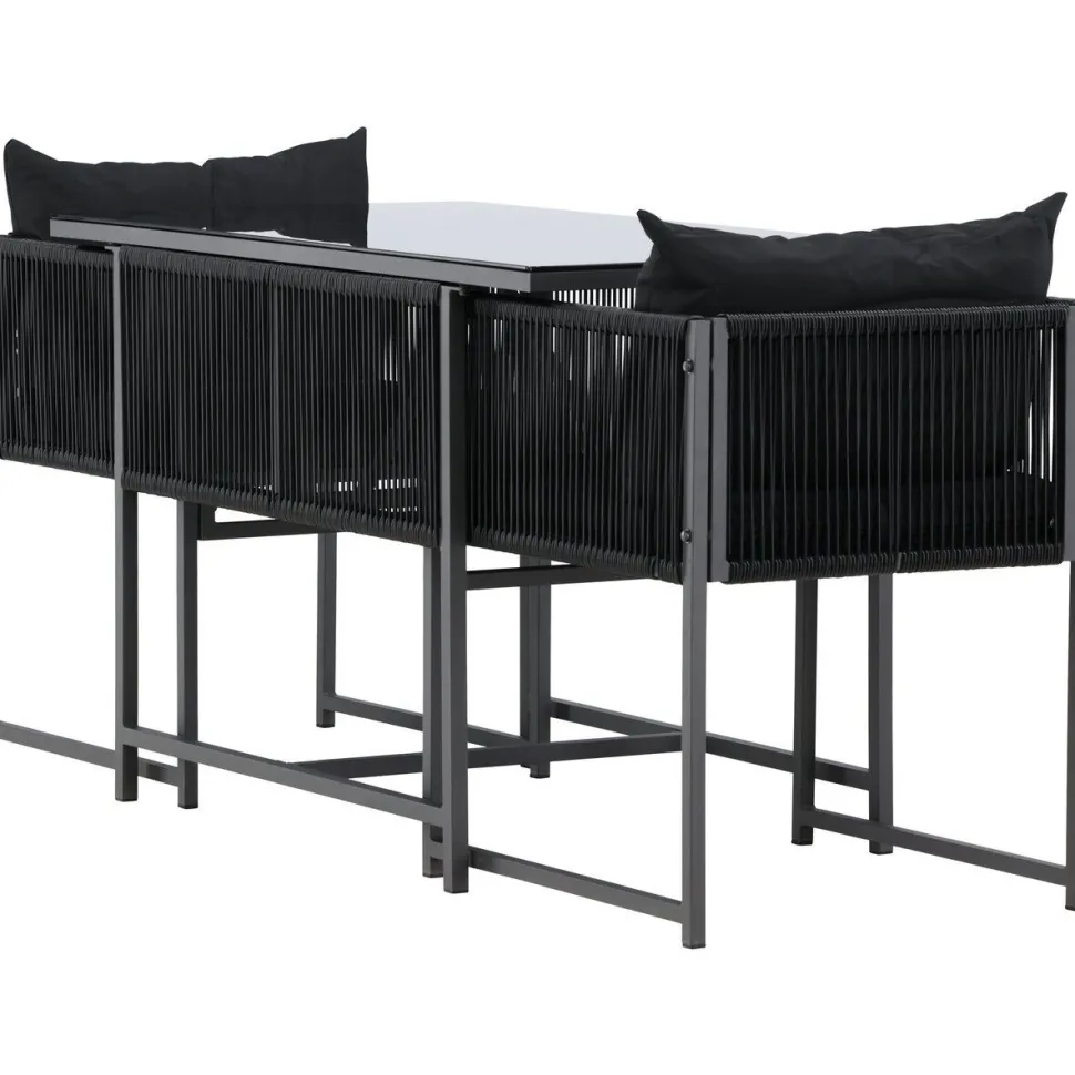 Parvekeryhmä Venture Home Noto, 120x60cm Noto-pöytä + 2 Noto-tuolia, musta