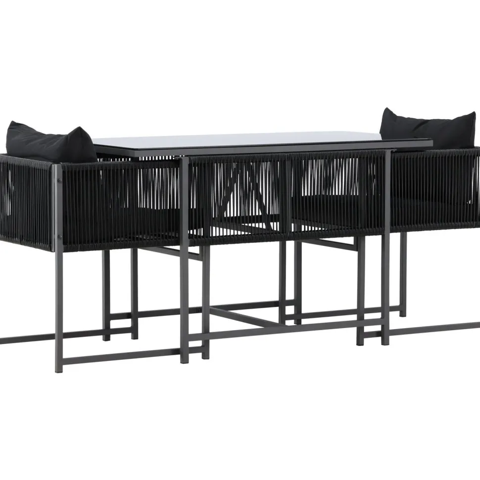 Parvekeryhmä Venture Home Noto, 120x60cm Noto-pöytä + 2 Noto-tuolia, musta