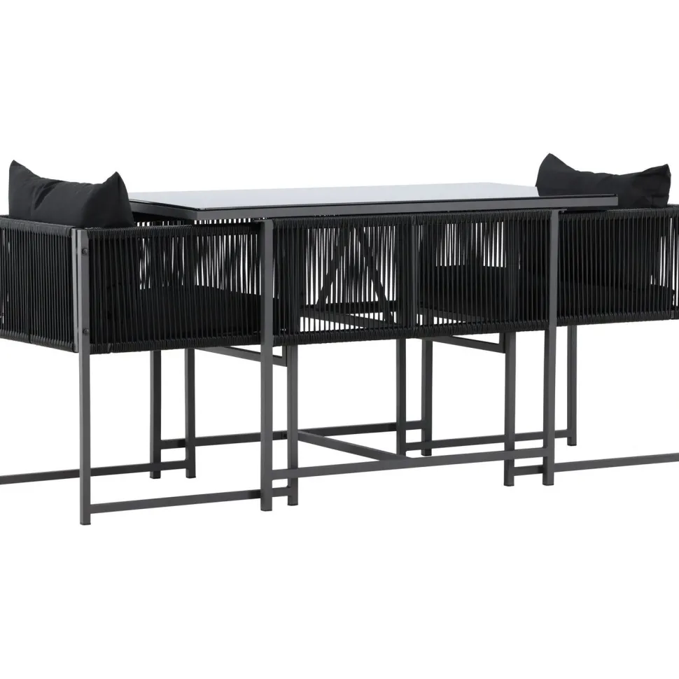 Parvekeryhmä Venture Home Noto, 120x60cm Noto-pöytä + 2 Noto-tuolia, musta