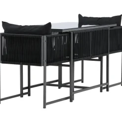 Parvekeryhmä Venture Home Noto, 120x60cm Noto-pöytä + 2 Noto-tuolia, musta