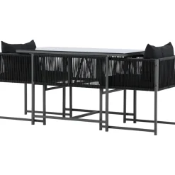 Parvekeryhmä Venture Home Noto, 120x60cm Noto-pöytä + 2 Noto-tuolia, musta
