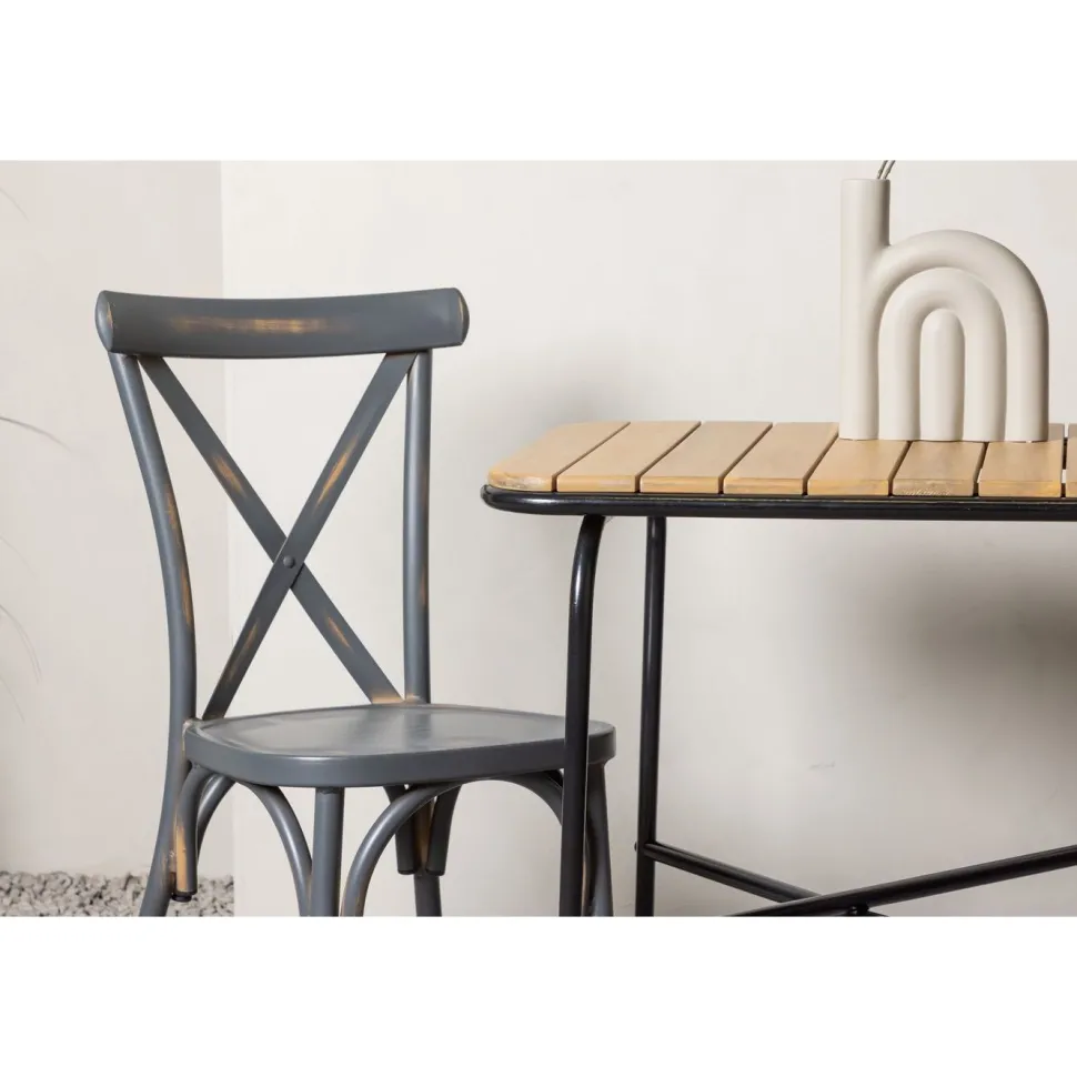 Parvekeryhmä Venture Home, 88x70cm Holmbeck-pöytä + 2 mustaa Tablas-tuolia
